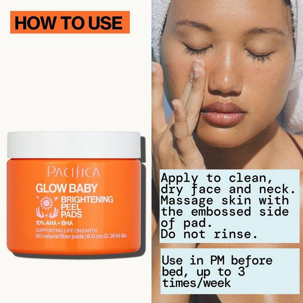Pacifica Glow Baby Brightening Peel Pads 10% AHA + BHA #7