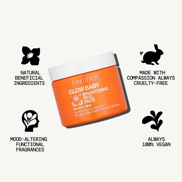 Pacifica Glow Baby Brightening Peel Pads 10% AHA + BHA #8