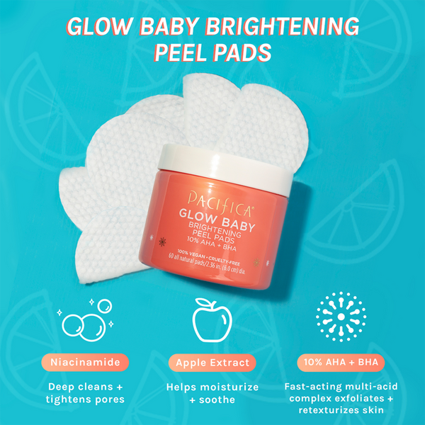 Pacifica Glow Baby Brightening Peel Pads 10% AHA + BHA #3