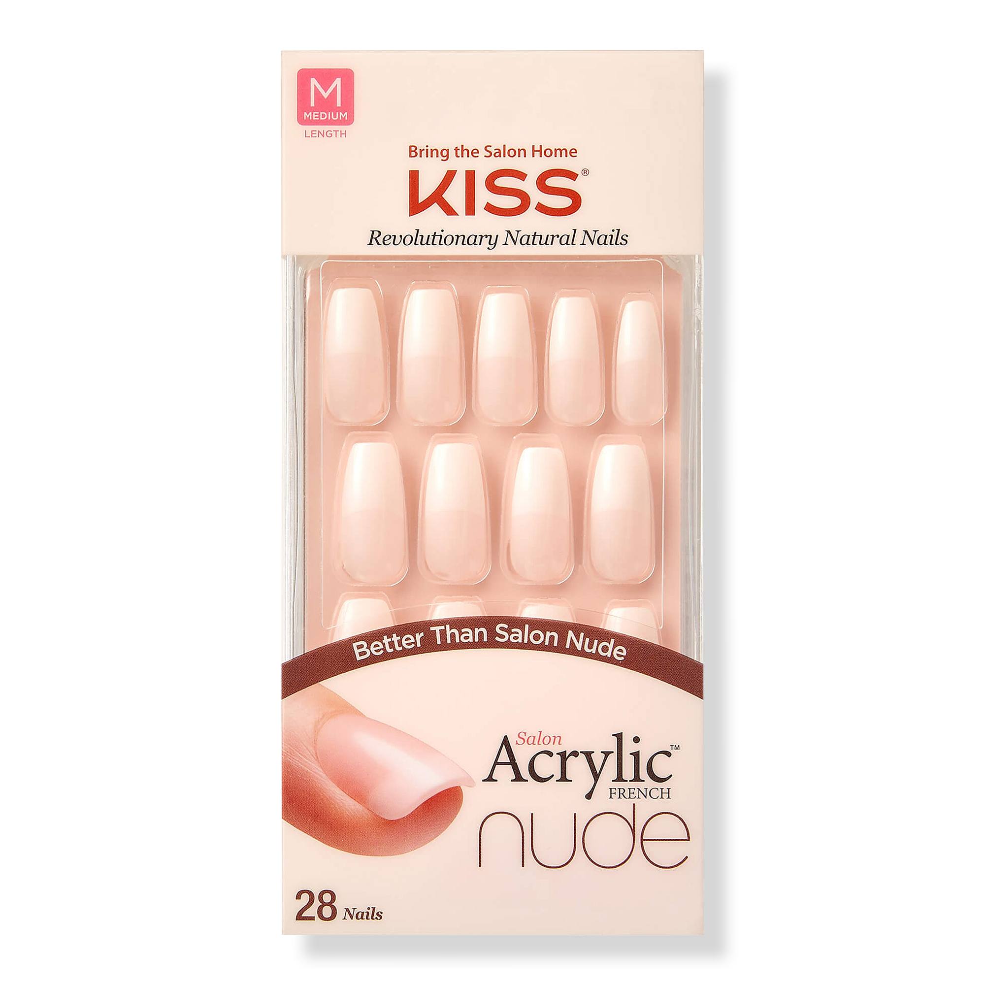 Kiss Leilani Salon Acrylic French Nude Fake Nails Big Apple Buddy 5696