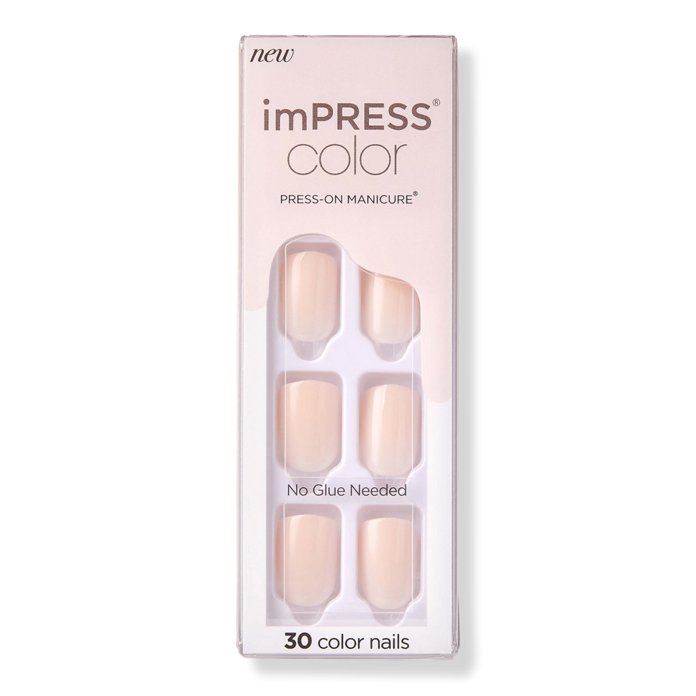 Kiss Impress Color Short Press-on Manicure Nails - Point Pink