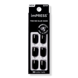 Kiss imPRESS Color Short Press-On Manicure Nails - All Black