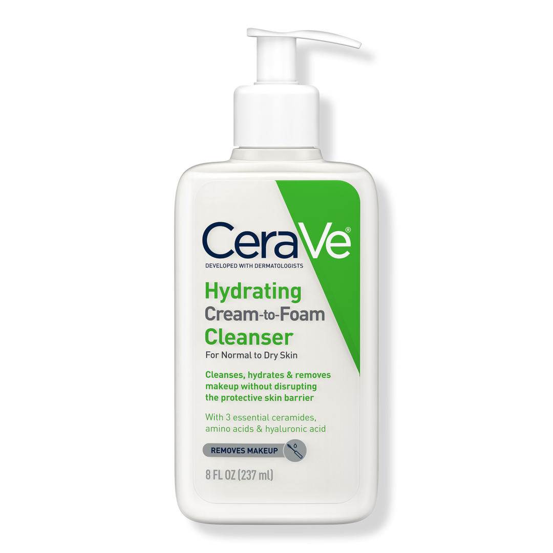CeraVe Hydrating Cream-to-Foam Face Wash for Balanced to Dry Skin #1