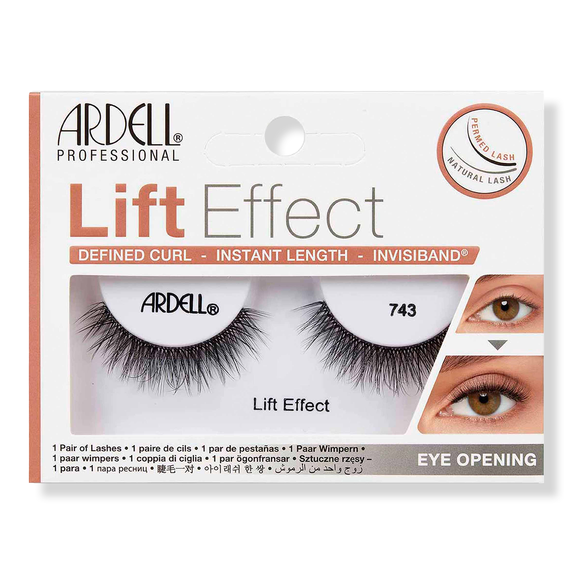 Ardell Lift Effect #743, Defined Curl, Instant Length with Invisiband #1