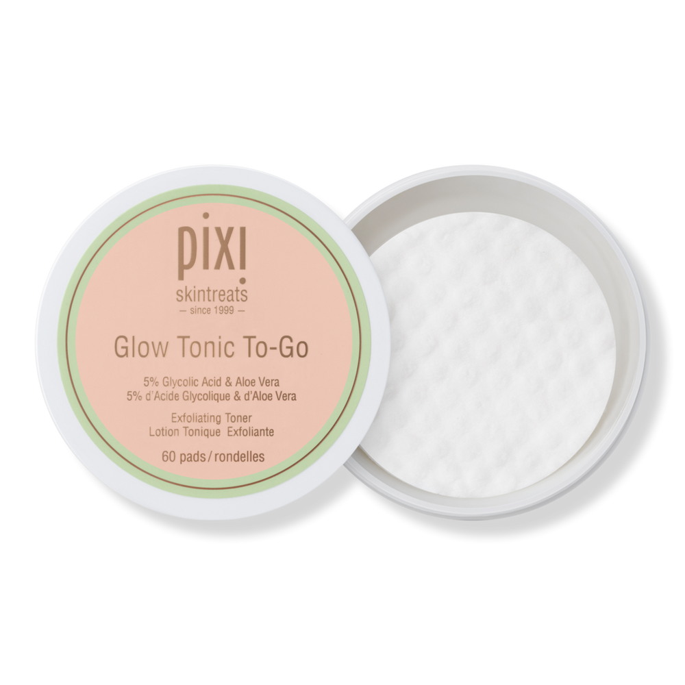 Pixi Beauty Glow Tonic To-Go | Glycolic Acid Pads To Promote Even Skin Tone | Toner Pads For Gentle Exfoliation On The Go