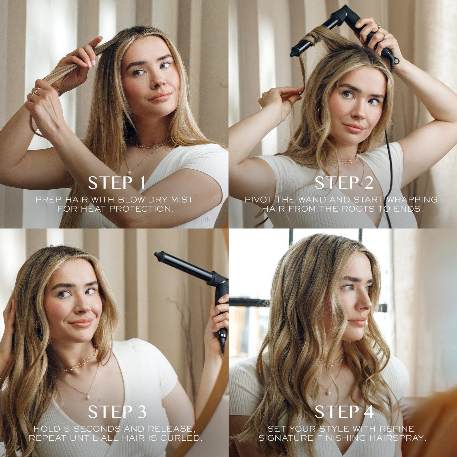 NANOBLACK 1'' Ceramic Pivot Rotating Curling Wand for Beach Waves + Curls