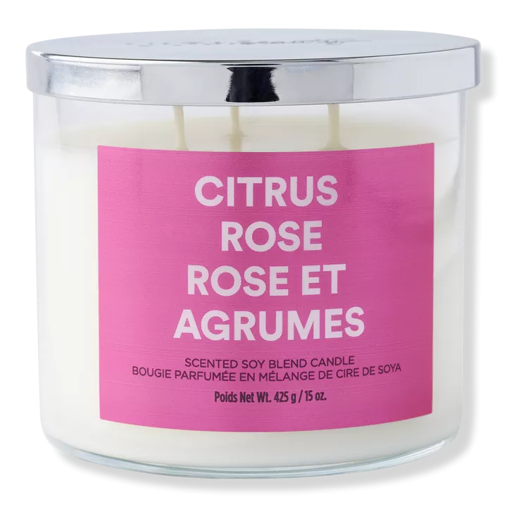 Citrus Rose Scented Soy Blend Candle, 15.0 oz + 10-Piece Gift Set