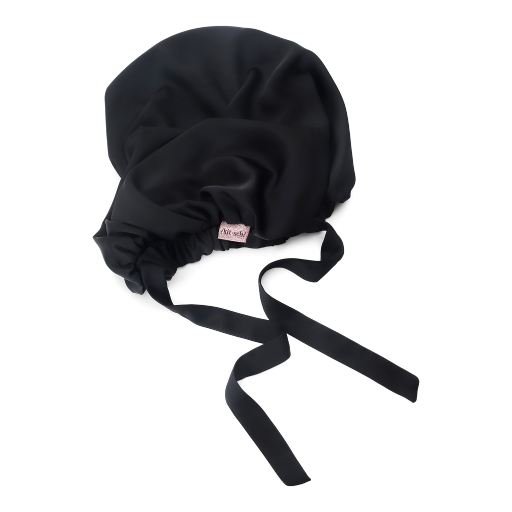 Satin Sleep XL Adjustable Bonnet - Black – KITSCH