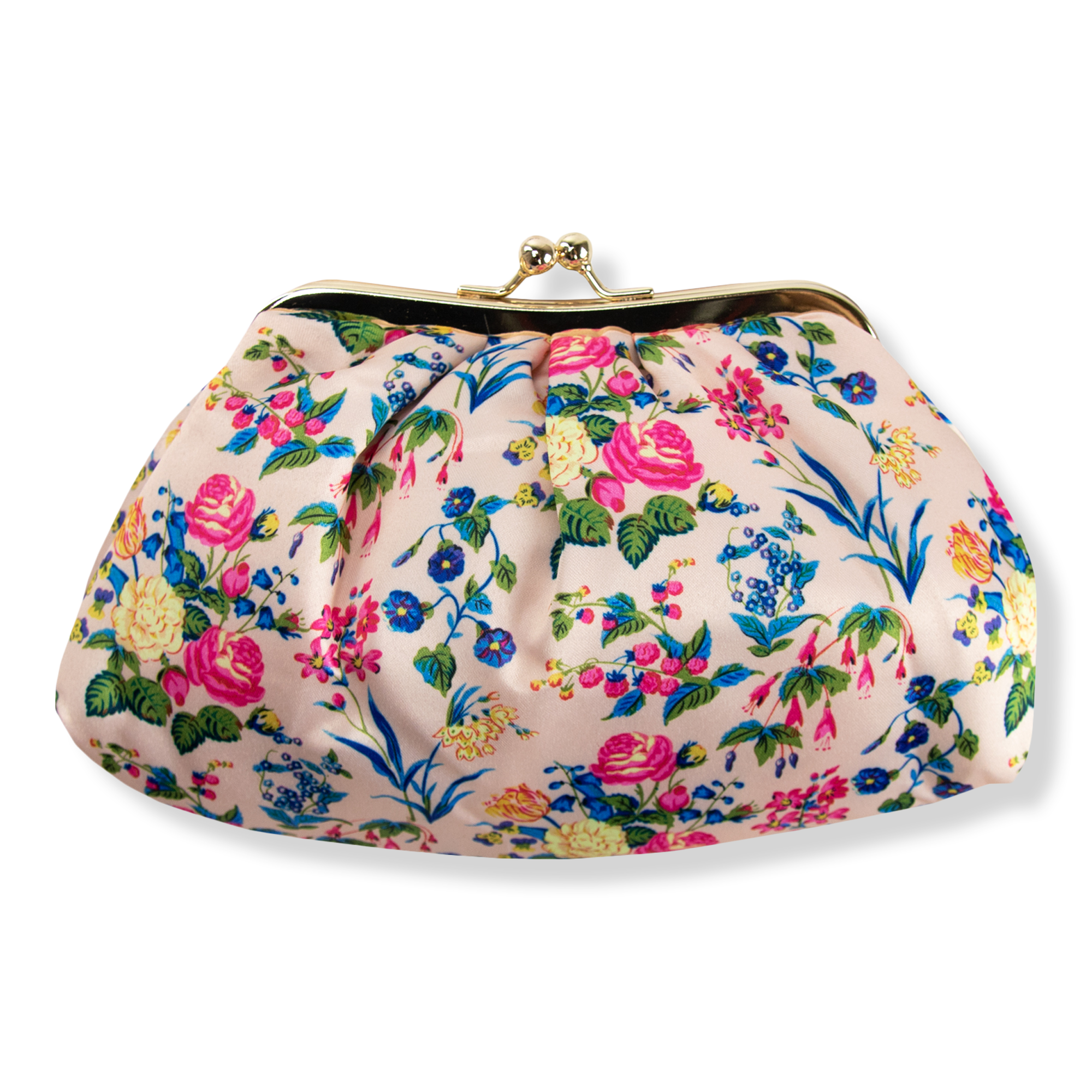 The Vintage Cosmetic Company Pink Floral Satin Cosmetic Bag #1