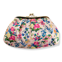 Pink Floral Satin Cosmetic Bag