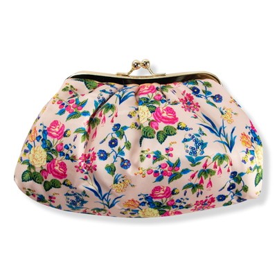 The Vintage Cosmetic Company Pink Floral Satin Cosmetic Bag