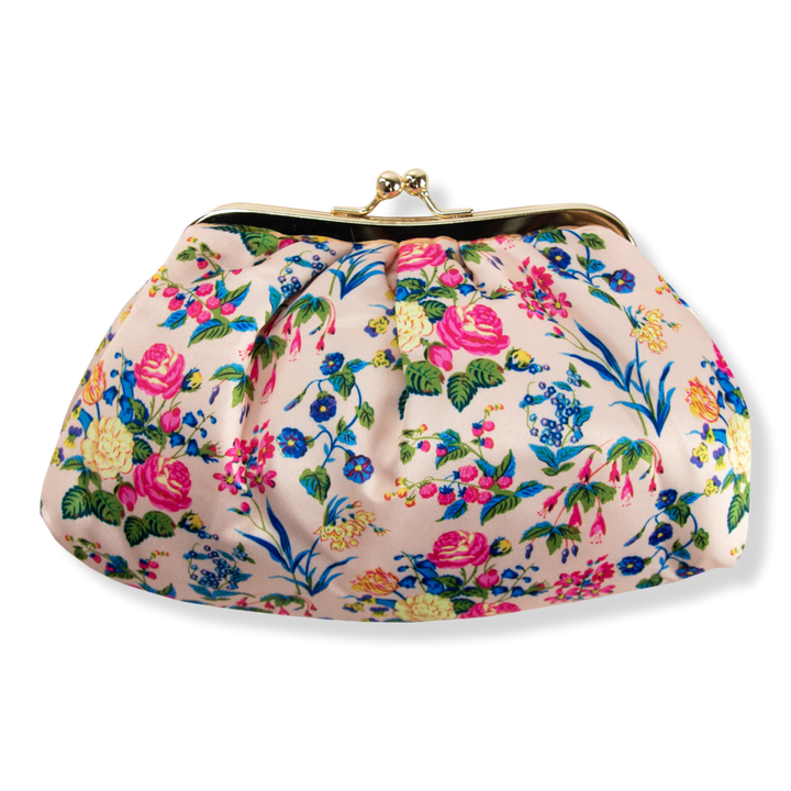 The Vintage Cosmetic Company Pink Floral Satin Cosmetic Bag #1