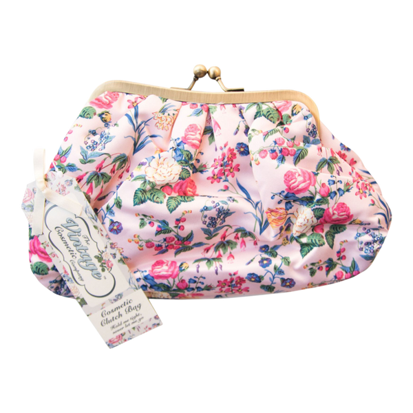 The Vintage Cosmetic Company Pink Floral Satin Cosmetic Bag #3