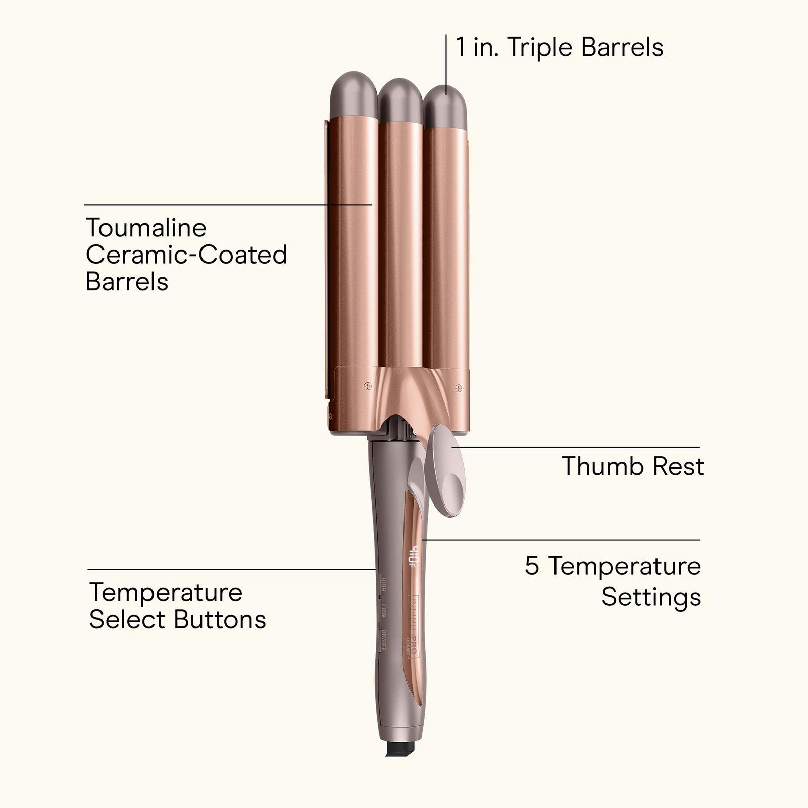 InfinitiPRO By Conair Triple Barrel Tourmaline Ceramic Waver