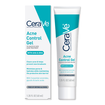 CeraVe Acne Control Gel Blemish Treatment with AHA & BHA for Acne Prone Skin