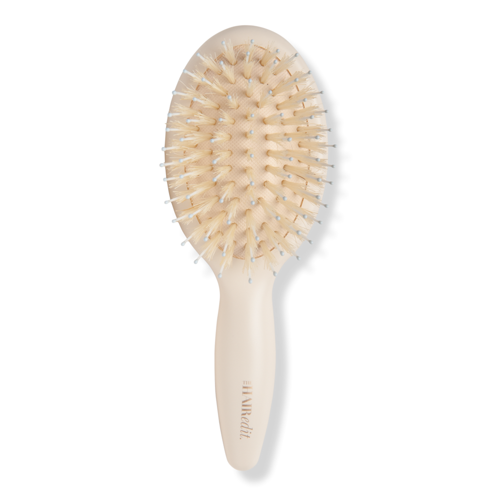 Soft White Boar Bristle Baby Hair Brush with Travel Pouch