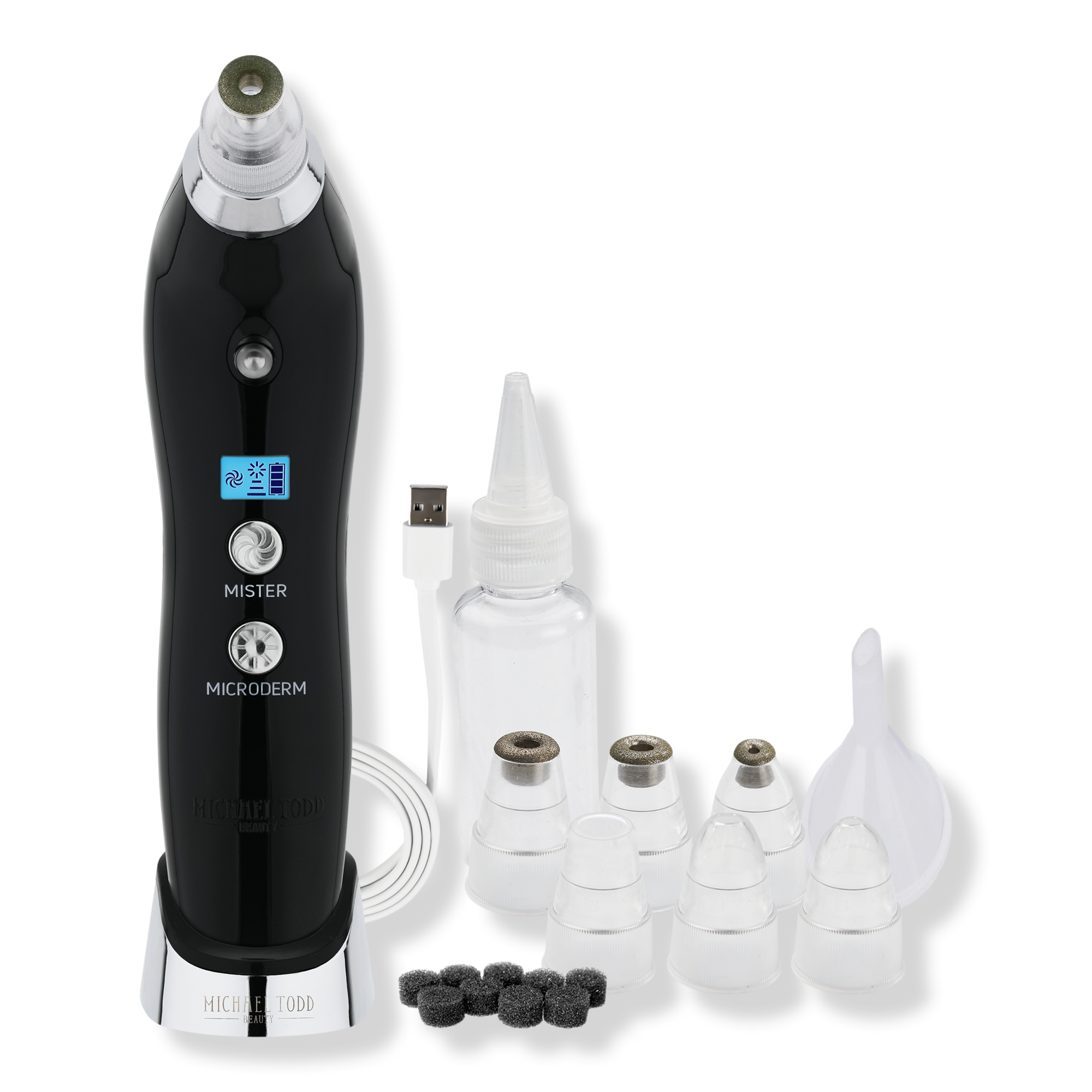 Black Sonic Refresher Wet/Dry Sonic Microdermabrasion & Pore Extraction System with MicroMist Technology 