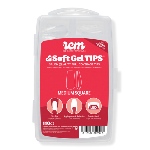 Red Carpet Manicure LED Soft Gel Medium Square Nail Tips