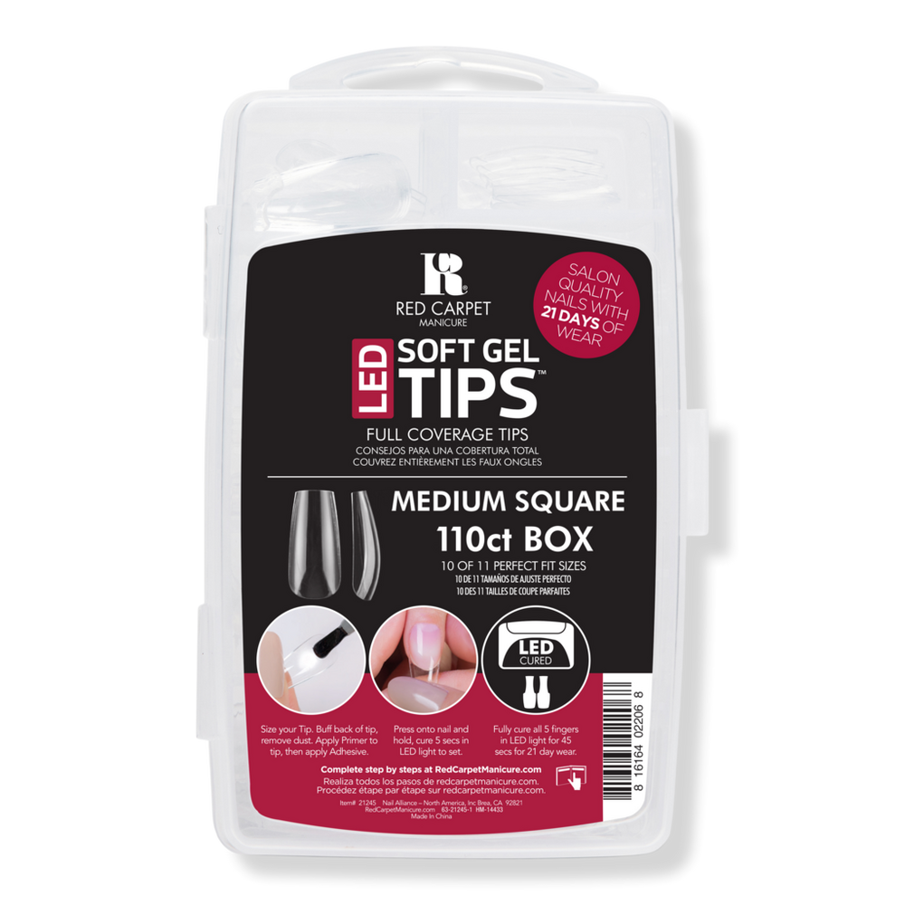 Red Carpet Manicure Led Soft Gel Medium Square Nail Tips