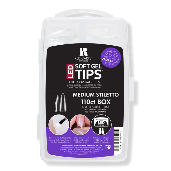 Red Carpet Manicure LED Soft Gel Medium Stiletto Nail Tips 1