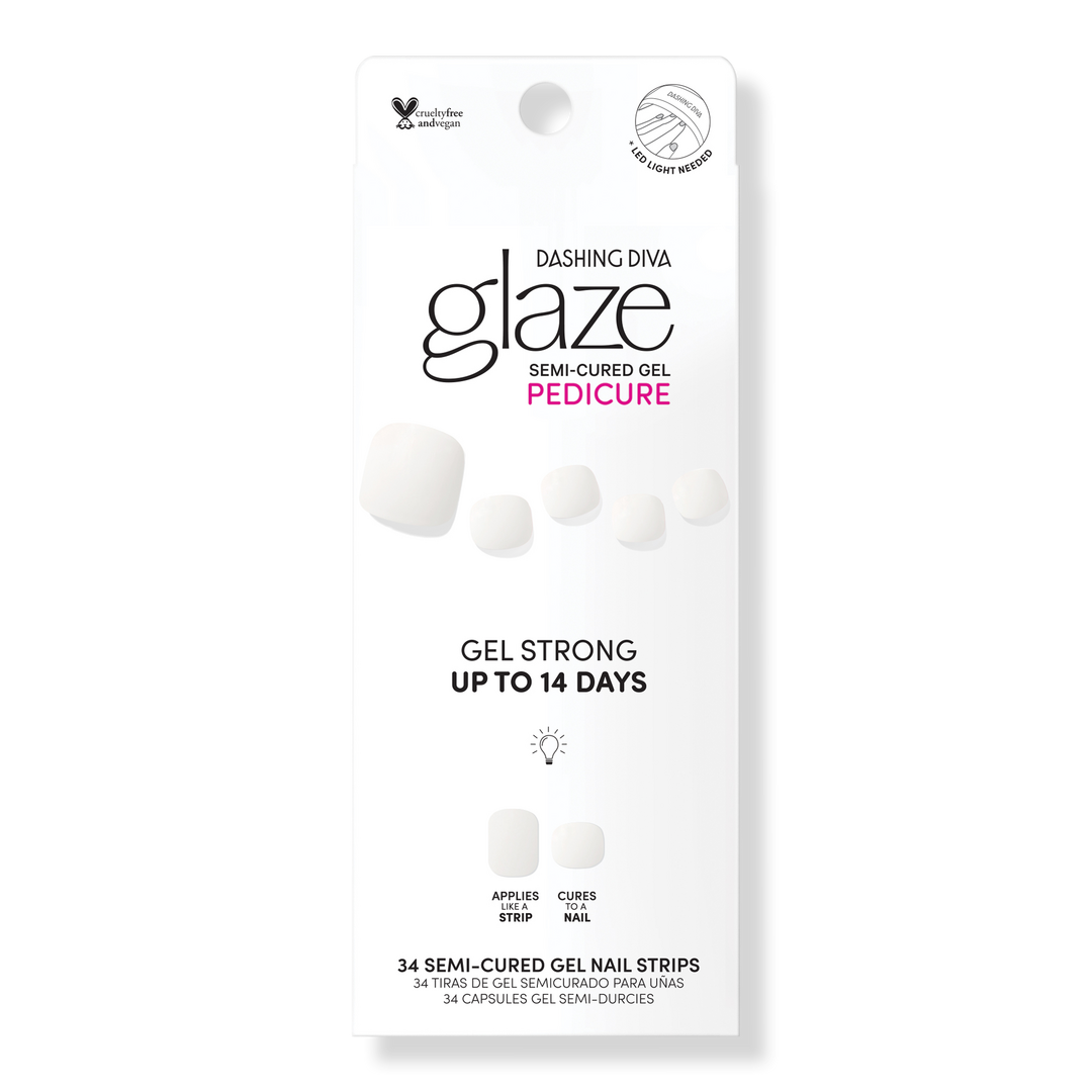 Dashing Diva Tone Up White Glaze Semi-Cured Gel Pedicure #1