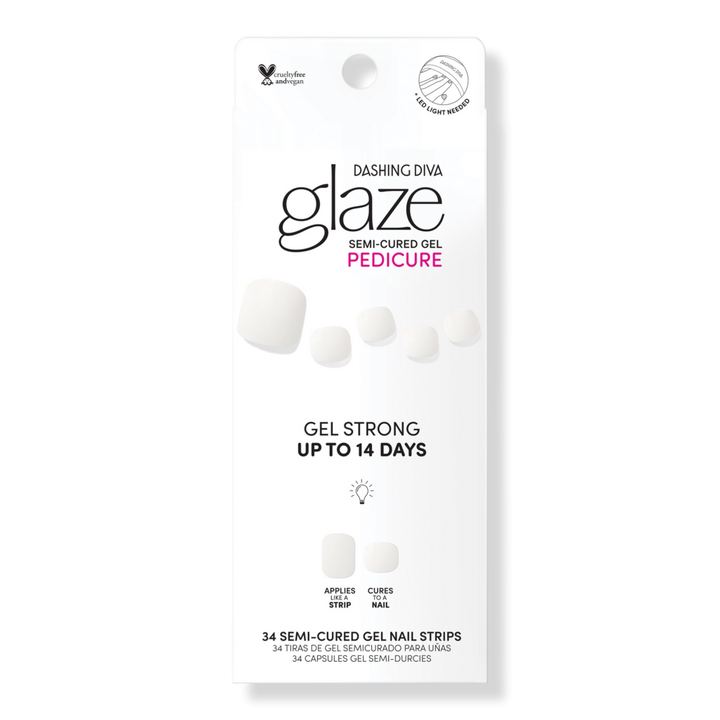 Dashing Diva Tone Up White Glaze Semi-Cured Gel Pedicure #1