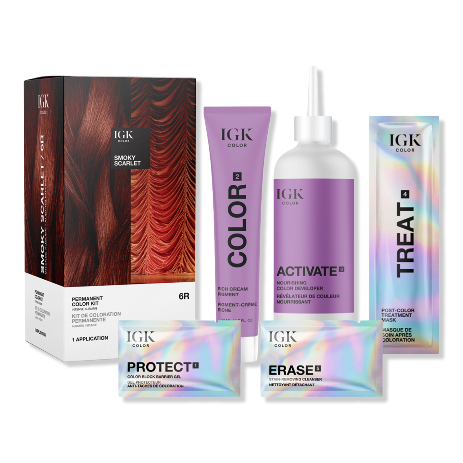 IGK Permanent Color Kit 6R Smoky Scarlet