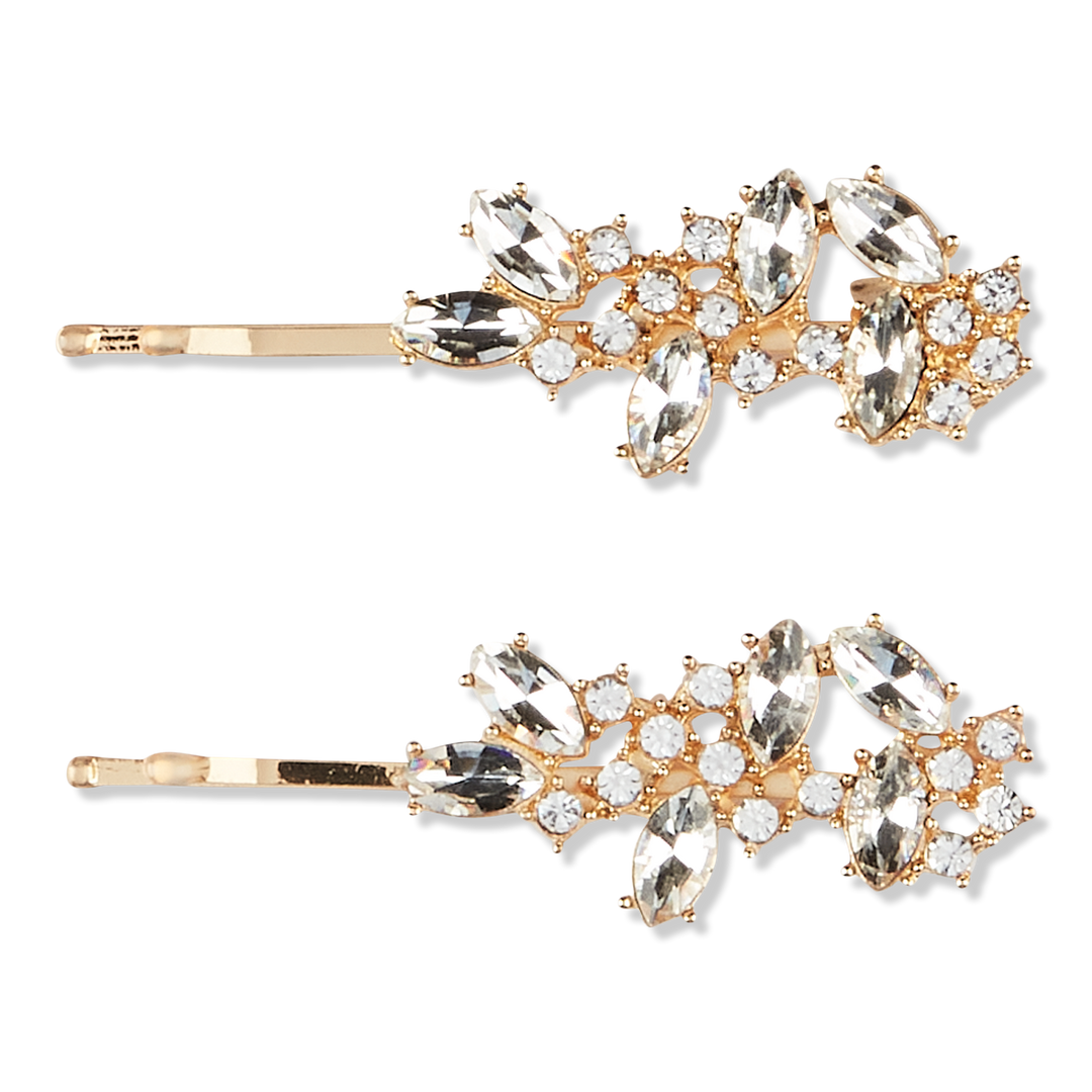 Scünci Elite Rhinestone Bobby Pins 2 Pieces Glam Gold 2 Pieces #1