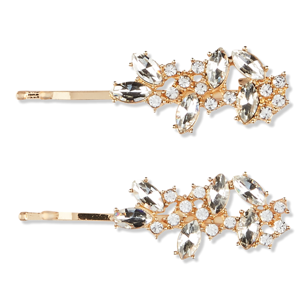 Scünci Elite Rhinestone Bobby Pins 2 Pieces Glam Gold 2 Pieces #1