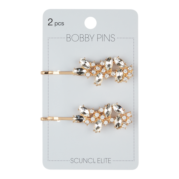 Scünci Elite Rhinestone Bobby Pins 2 Pieces Glam Gold 2 Pieces #2