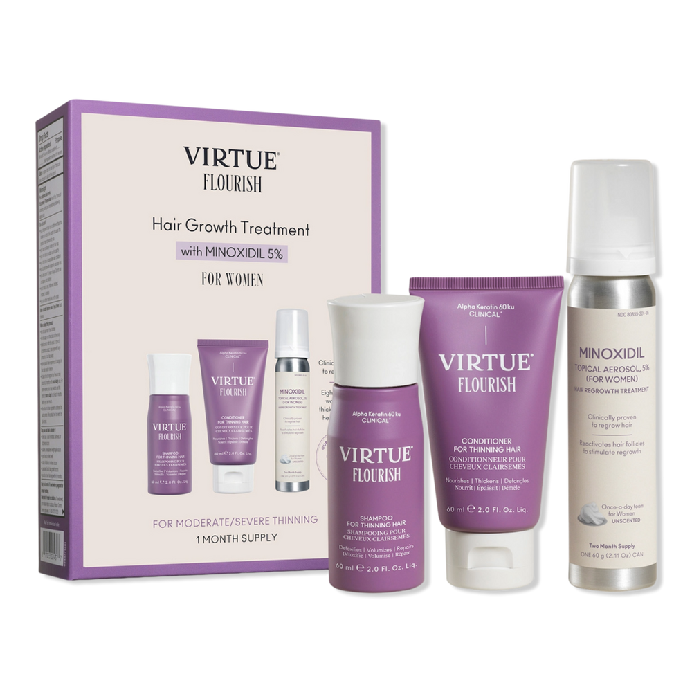 Virtue Flourish Hair Growth Treatment Kit with Minoxidil 1 Month Kit
