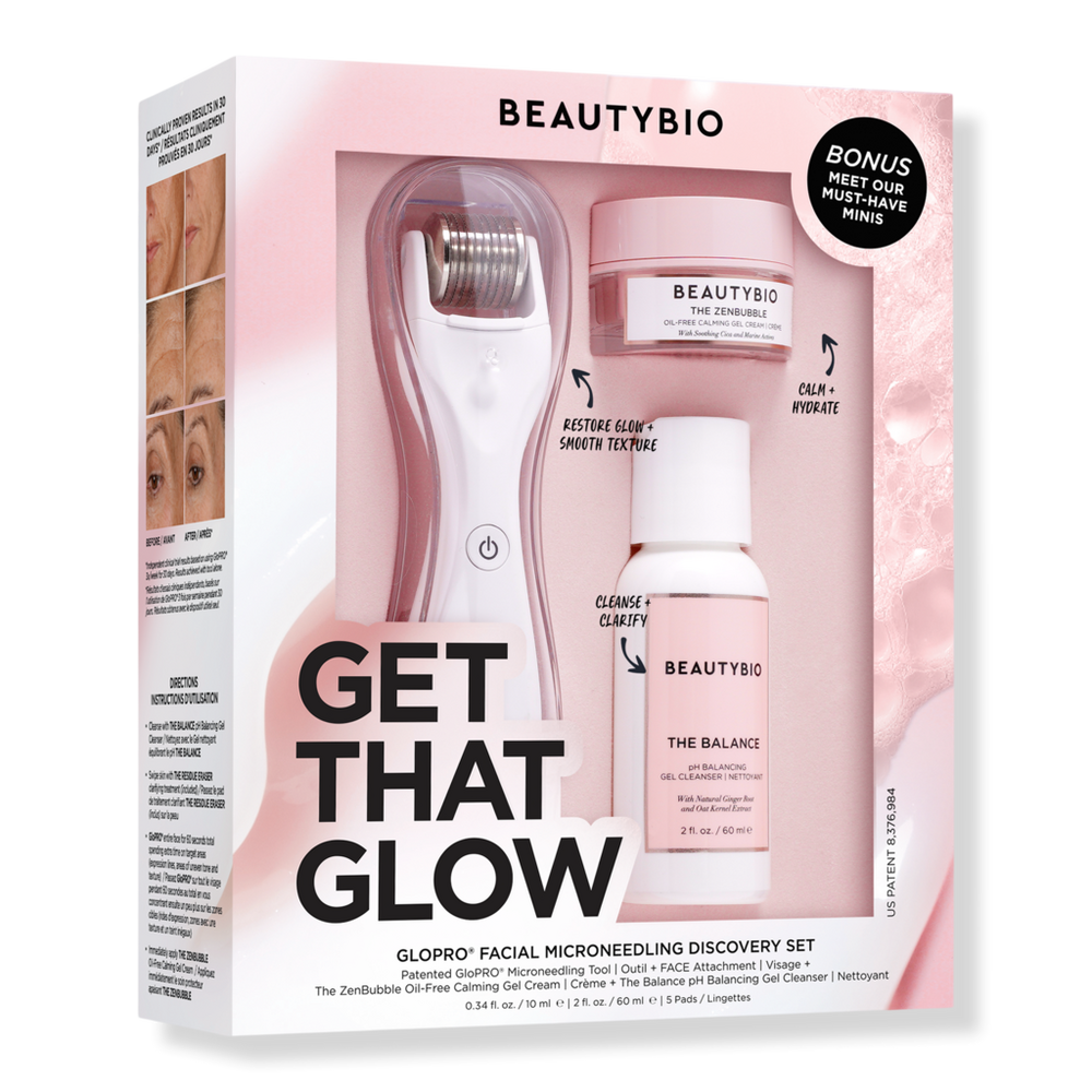 Beautybio Get That Glow Glopro Facial Microneedling Discovery Set
