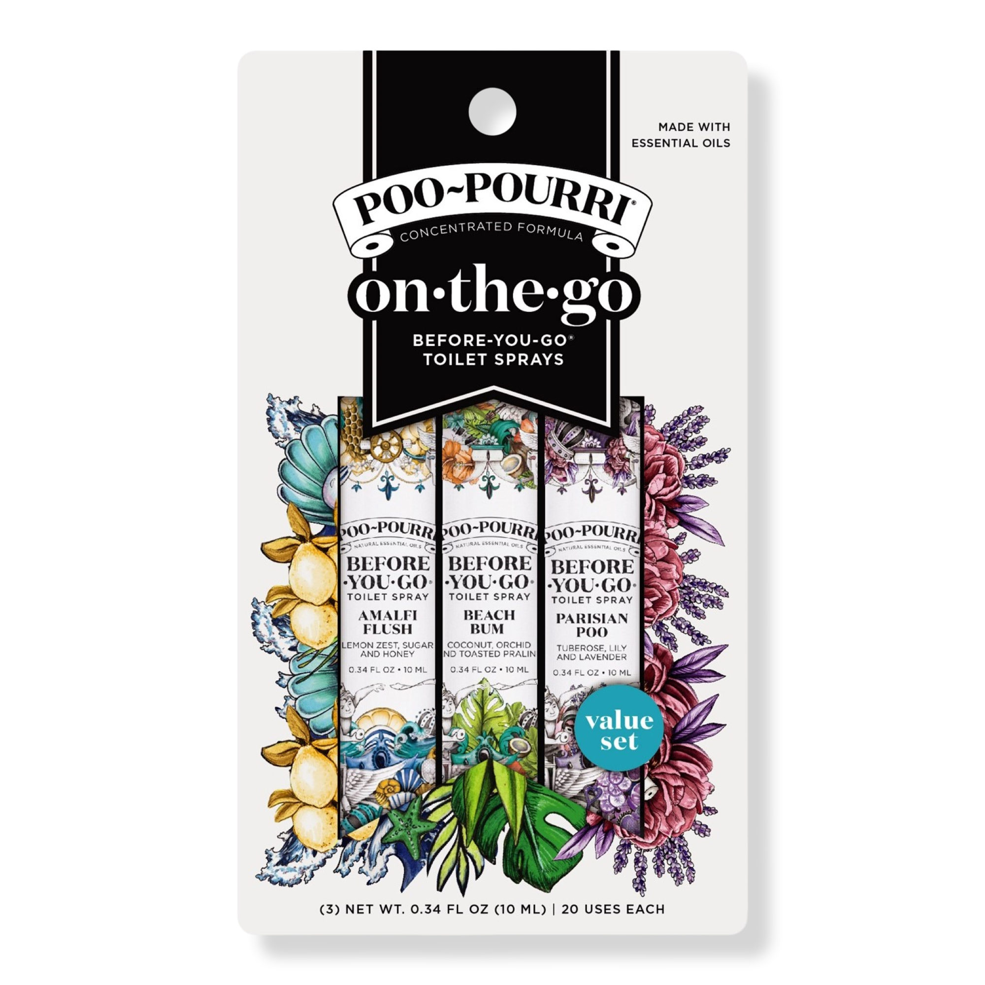 Poo~Pourri Wanderlust On-The-Go 3 Pack Before-You-Go Toilet Spray Travel Size Set #1