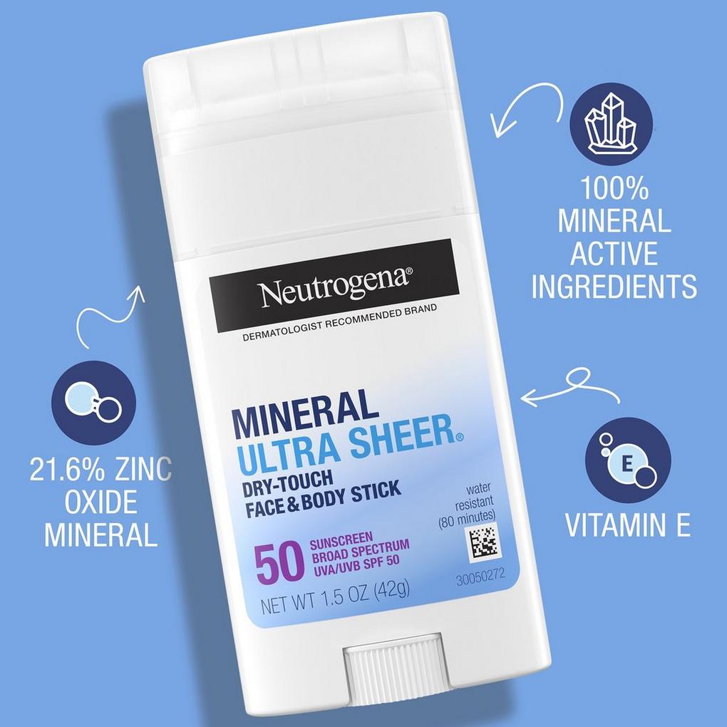Ultra Sheer SPF 50 Zinc Mineral Sunscreen Stick - Neutrogena
