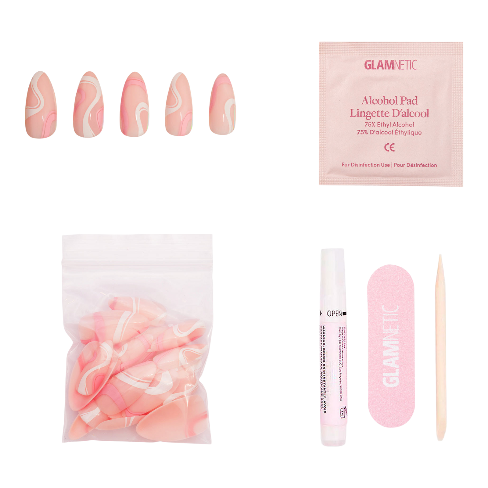 Pink Swirl Press-On Nails