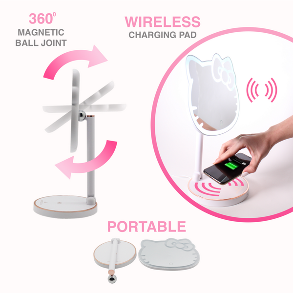 Espejo de maquillaje de mesa recargable Hello Kitty 6