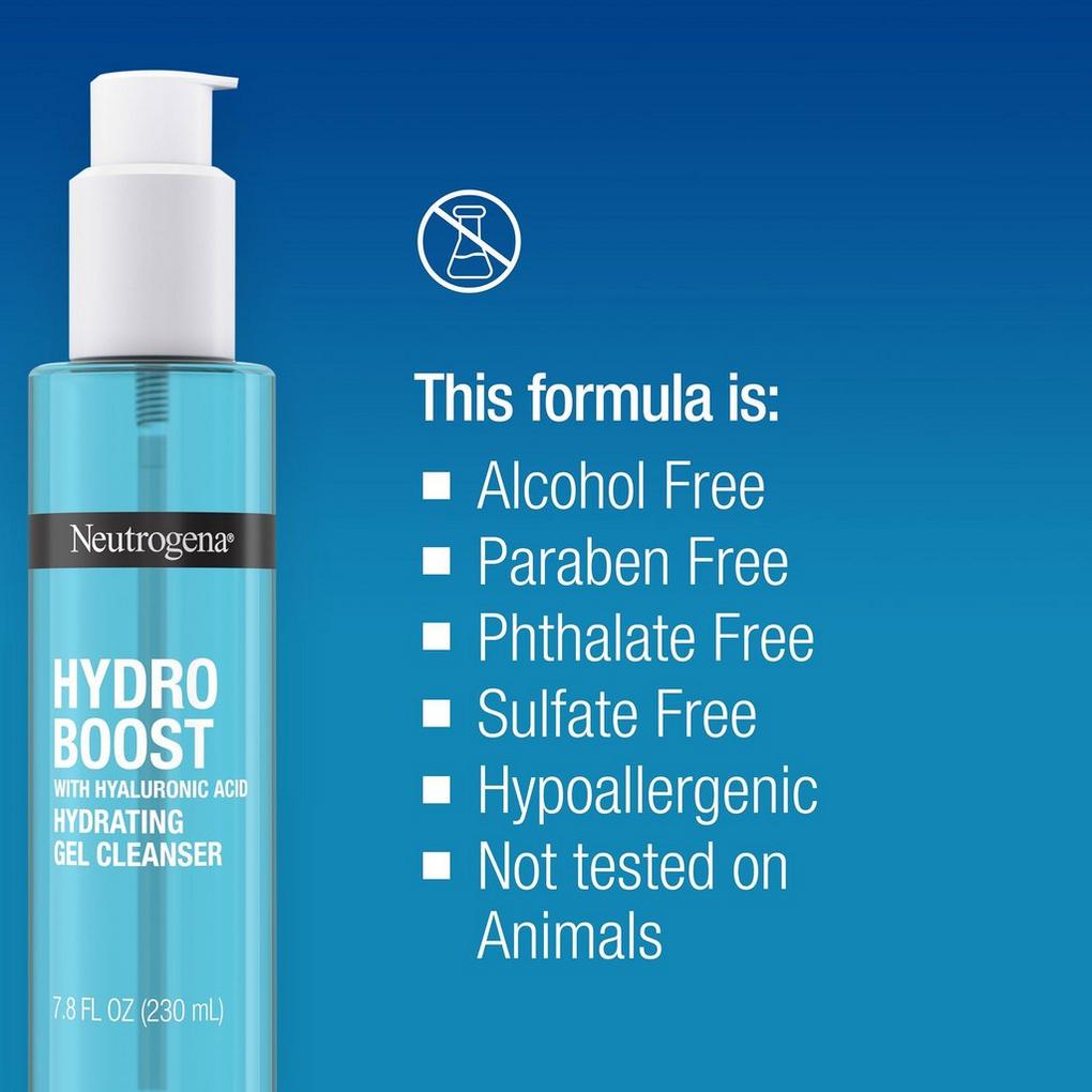 Neutrogena Hydro Boost Gel Facial Cleanser with Hyaluronic Acid, Daily  Foaming Face Wash & Makeup Remover, Fragrance Free, Non-Comedogenic, 7.8  fl. oz