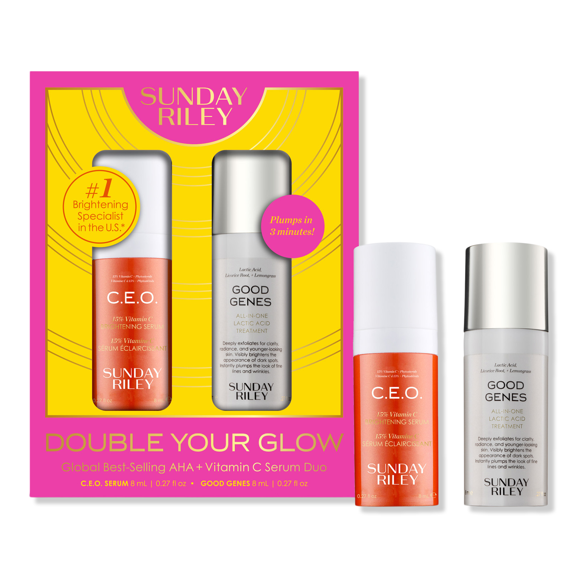 SUNDAY RILEY Double Your Glow AHA + Vitamin C Serum Duo #1