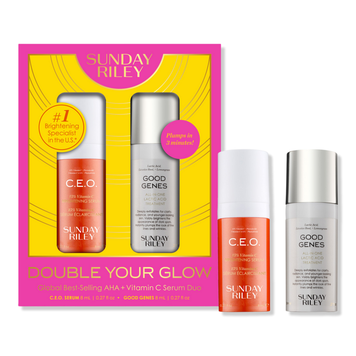 Double Your Glow AHA + Vitamin C Serum Duo SUNDAY RILEY Ulta Beauty