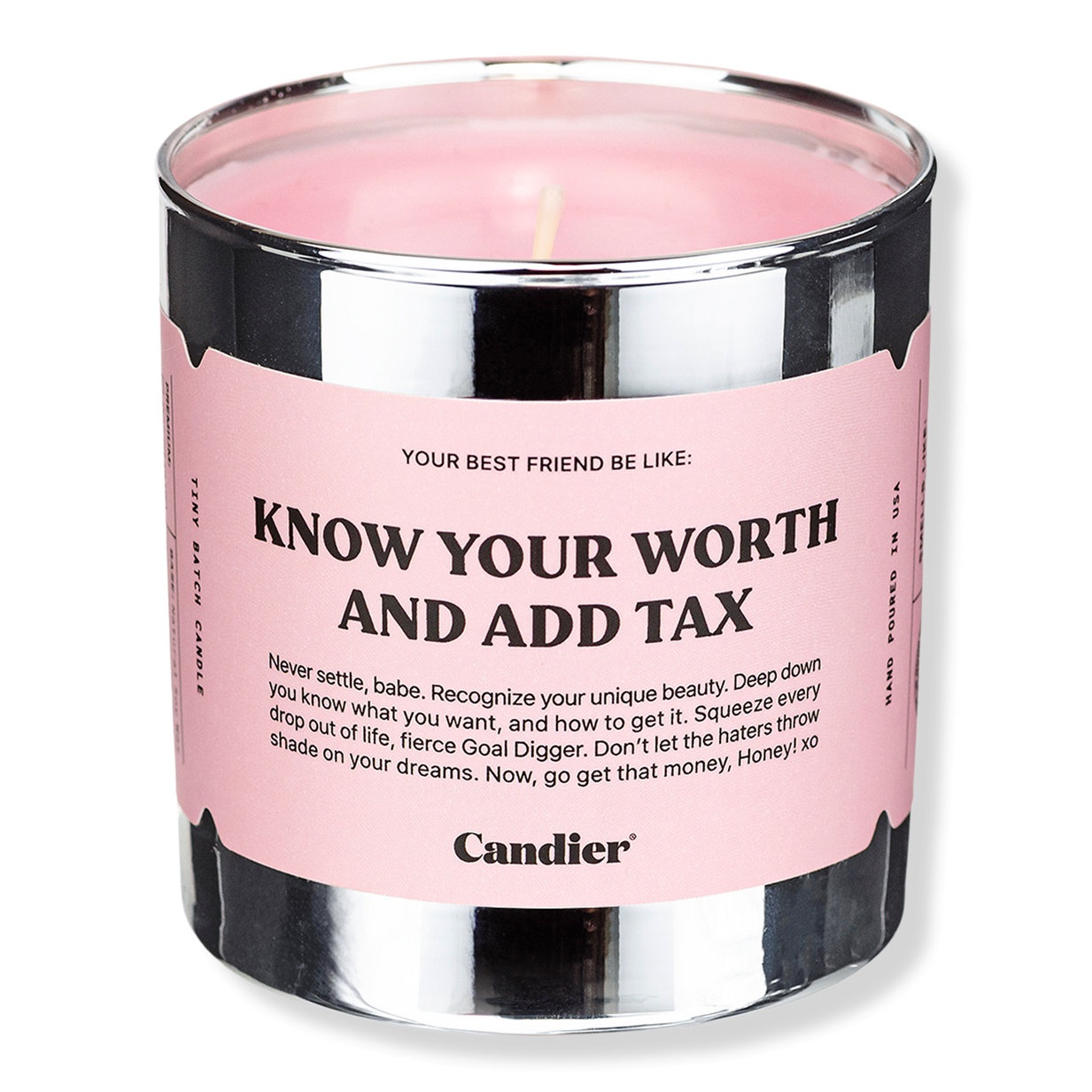 Know Your Worth And Add Tax Candle - Candier