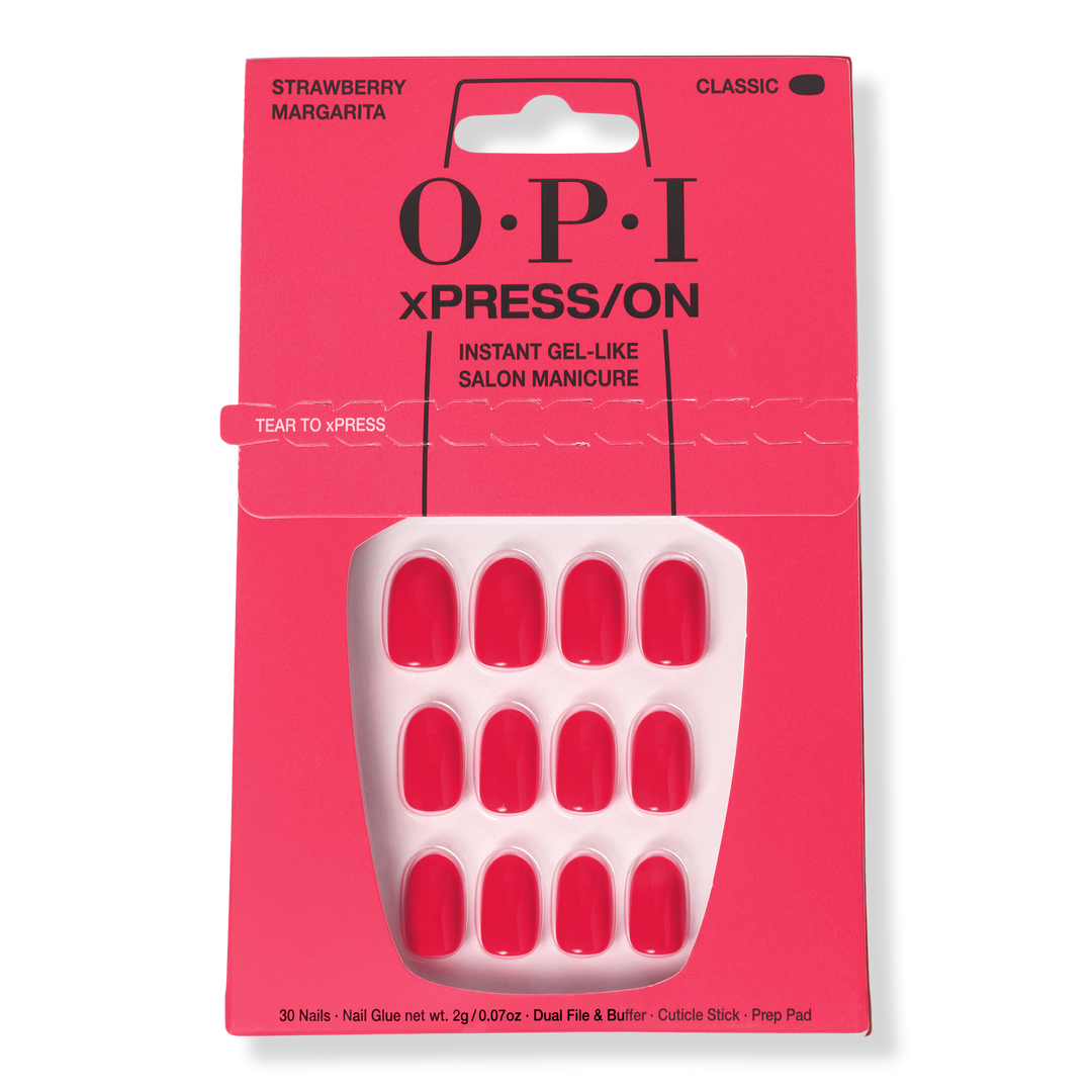 OPI Strawberry Margarita xPRESS/On Short Solid Color Press On Nails