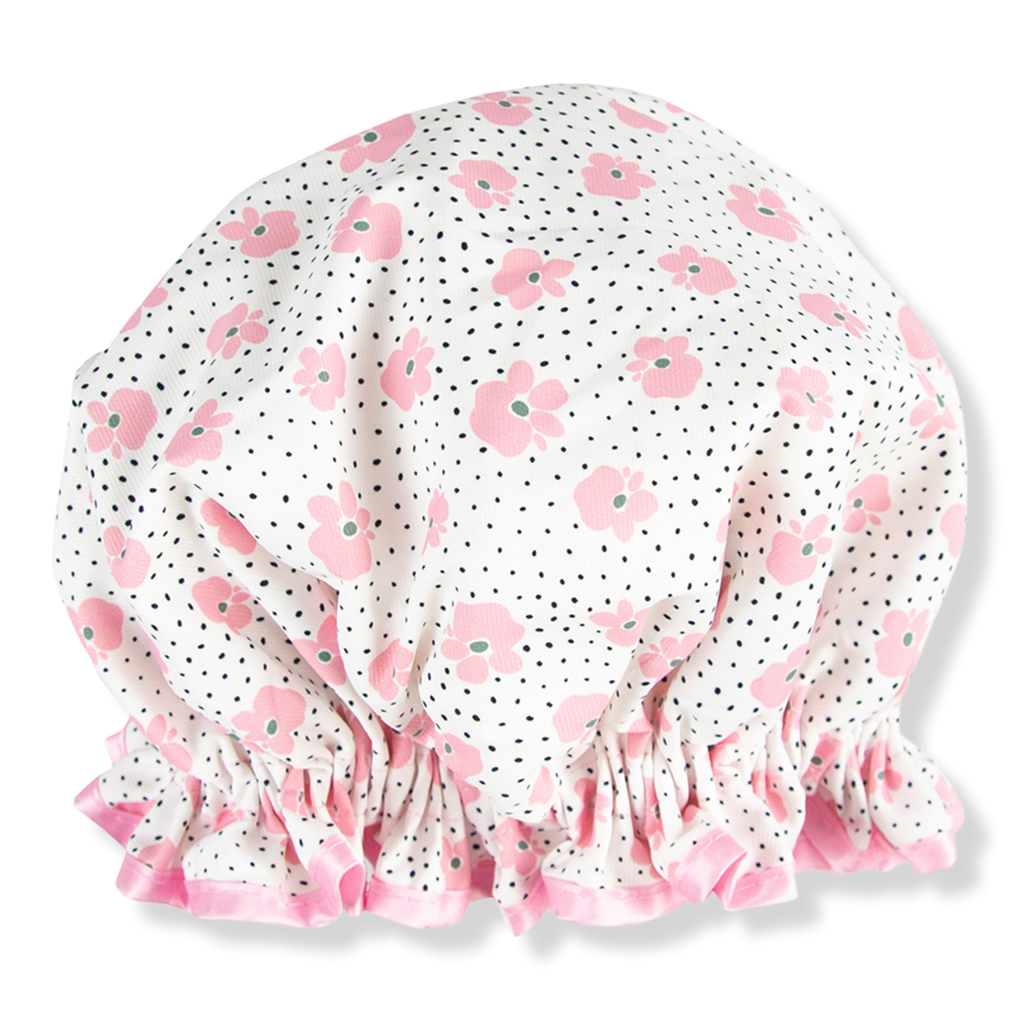 Floral Print Lined Shower Cap - The Vintage Cosmetic Company