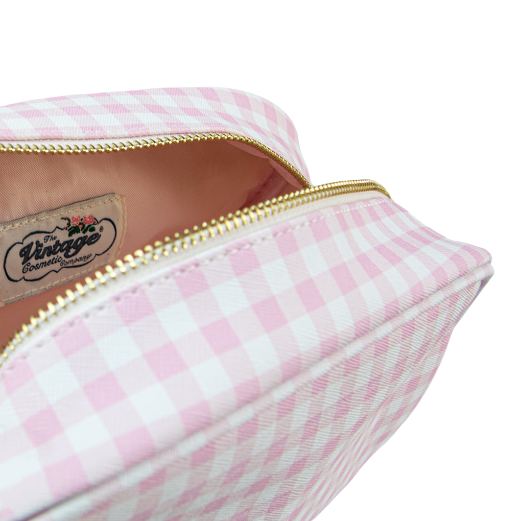 The Vintage Cosmetic Company Pink Gingham Make-Up Bag