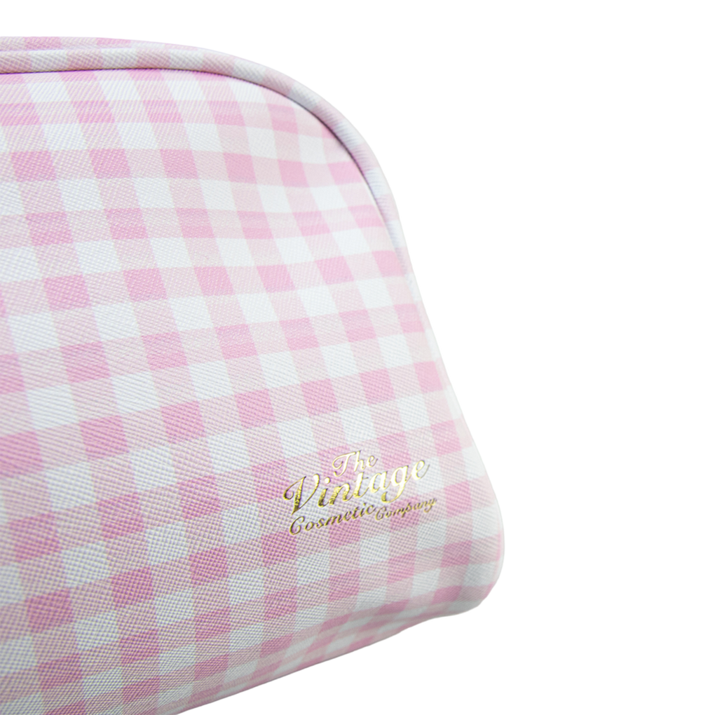 The Vintage Cosmetic Company Pink Gingham Make-Up Bag