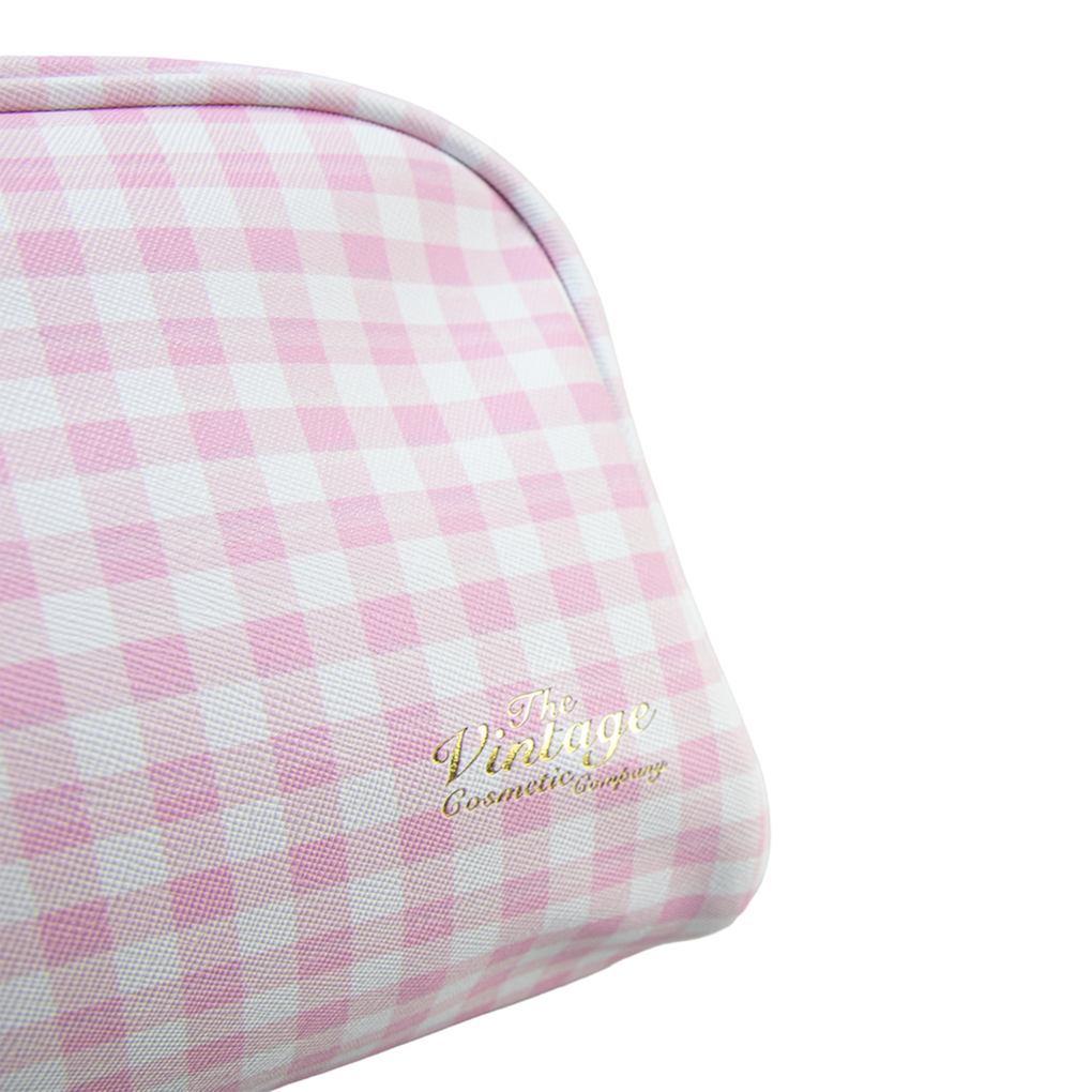 Pink Gingham Make-Up Bag - The Vintage Cosmetic Company