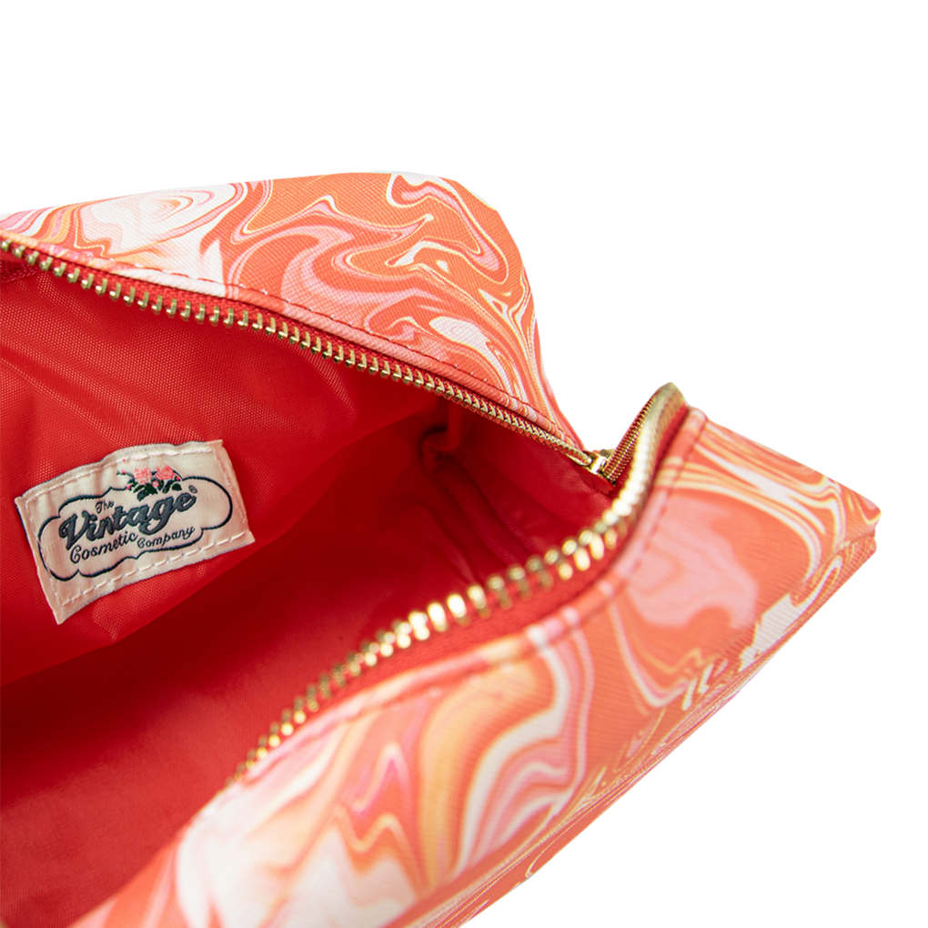 Pink Floral Satin Cosmetic Bag - The Vintage Cosmetic Company