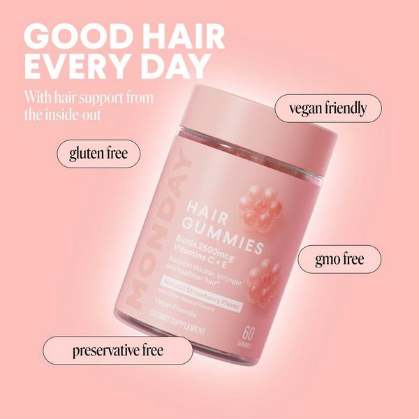 Gomitas para el cabello con biotina y vitaminas C+E para un cabello más grueso y fuerte 3