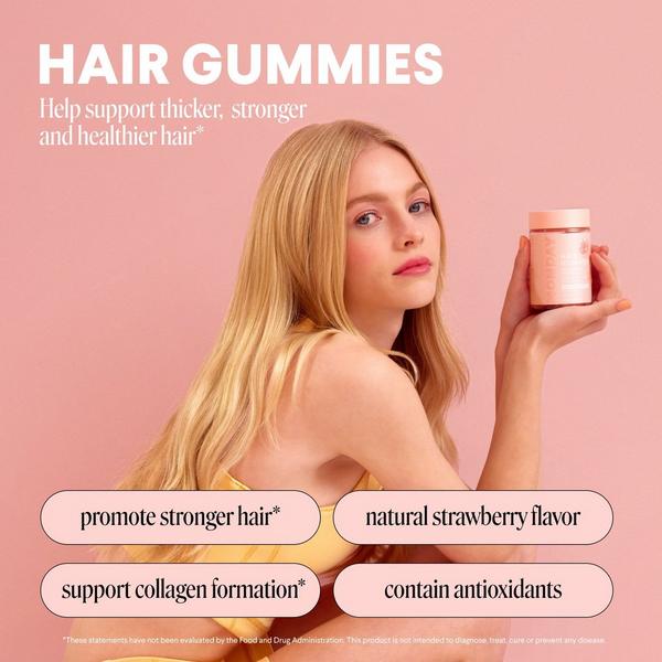 Gomitas para el cabello con biotina y vitaminas C+E para un cabello más grueso y fuerte 4