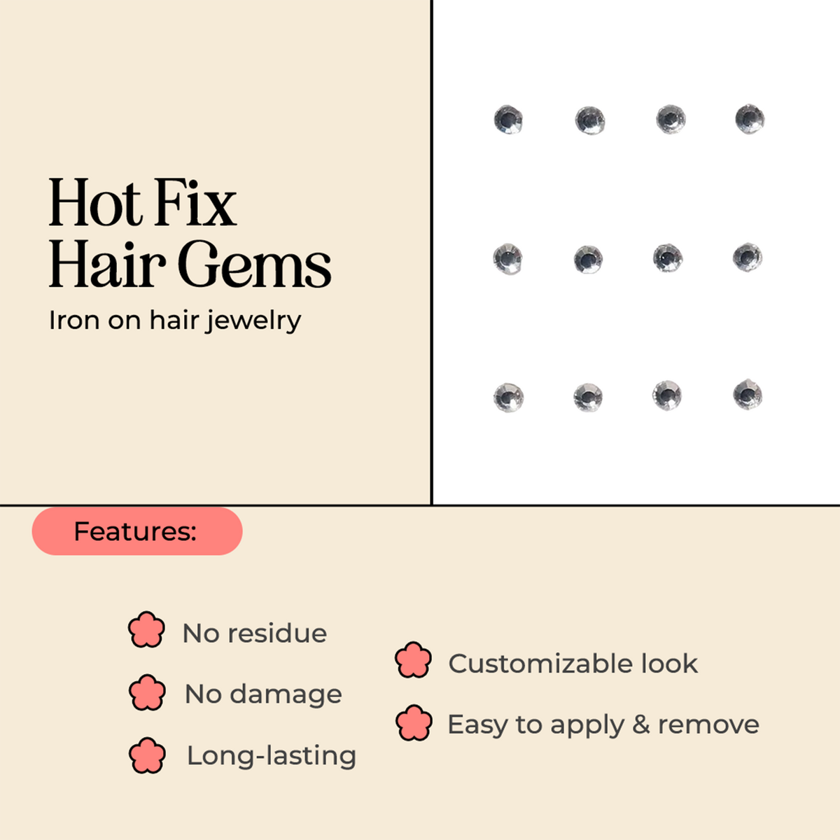 Hotfix Hair Gems