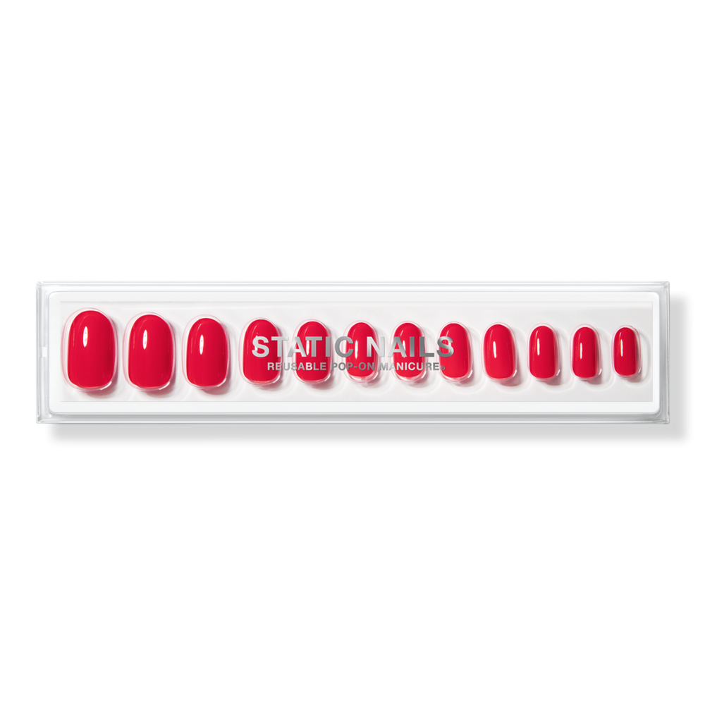 Static Nails Sexy Red Round Reusable Pop-on Manicures